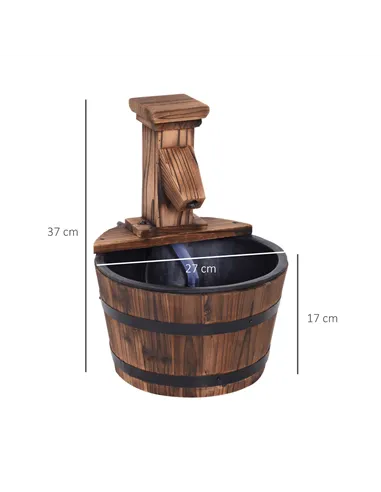 Outsunny Wood Barrel Patio Water Fountain Garden Decorative Ornament Water Feature with Electric Pump