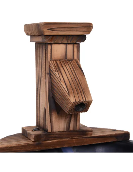 Outsunny Wood Barrel Patio Water Fountain Garden Decorative Ornament Water Feature with Electric Pump