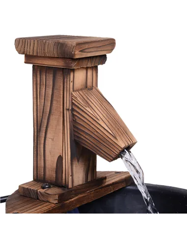 Outsunny Wood Barrel Patio Water Fountain Garden Decorative Ornament Water Feature with Electric Pump