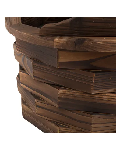 Outsunny Wooden Garden Wishing Well Fountain Barrel Waterfall Rustic Wood with Pump Garden Décor Ornament