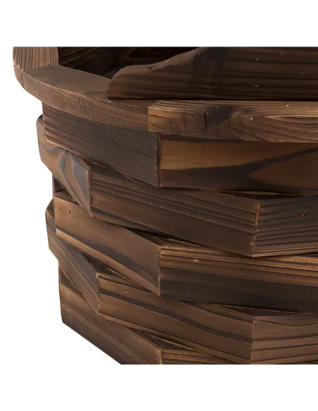 Outsunny Wooden Garden Wishing Well Fountain Barrel Waterfall Rustic Wood with Pump Garden Décor Ornament