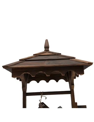 Outsunny Wooden Garden Wishing Well Fountain Barrel Waterfall Rustic Wood with Pump Garden Décor Ornament