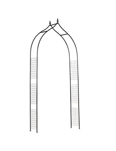 Outsunny Vintage Style Steel Garden Patio Outdoor Arbor & Trellis Arch Support Vines & Climbing Plants Garden Decoration - Black