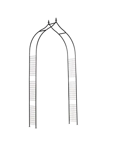 Outsunny Vintage Style Steel Garden Patio Outdoor Arbor & Trellis Arch Support Vines & Climbing Plants Garden Decoration - Black