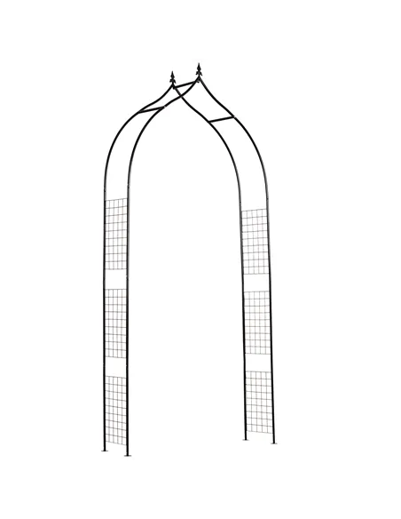 Outsunny Vintage Style Steel Garden Patio Outdoor Arbor & Trellis Arch Support Vines & Climbing Plants Garden Decoration - Black