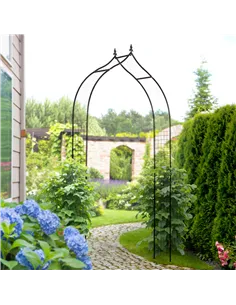 Outsunny Vintage Style Steel Garden Patio Outdoor Arbor & Trellis Arch Support Vines & Climbing Plants Garden Decoration - Black 2