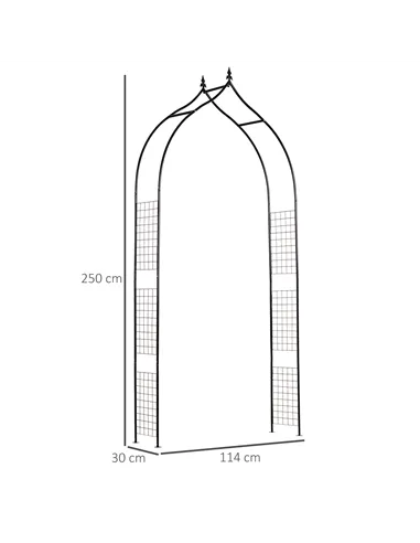 Outsunny Vintage Style Steel Garden Patio Outdoor Arbor & Trellis Arch Support Vines & Climbing Plants Garden Decoration - Black