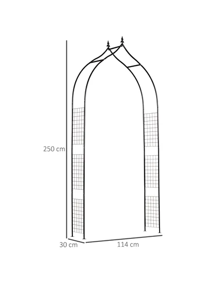Outsunny Vintage Style Steel Garden Patio Outdoor Arbor & Trellis Arch Support Vines & Climbing Plants Garden Decoration - Black