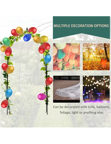 Outsunny Vintage Style Steel Garden Patio Outdoor Arbor & Trellis Arch Support Vines & Climbing Plants Garden Decoration - Black