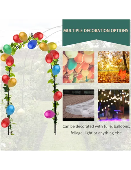 Outsunny Vintage Style Steel Garden Patio Outdoor Arbor & Trellis Arch Support Vines & Climbing Plants Garden Decoration - Black