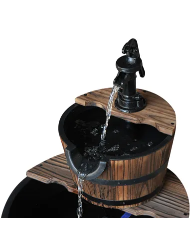 Outsunny Wooden Water Pump Fountain, 2 Tier-Fir Wood
