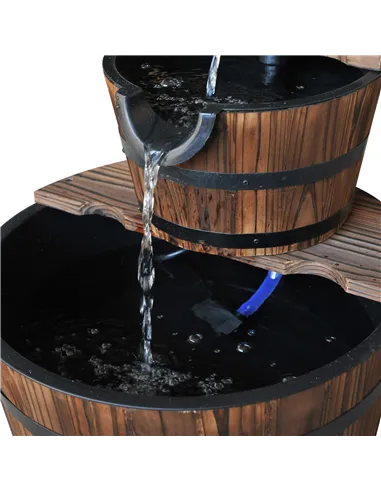 Outsunny Wooden Water Pump Fountain, 2 Tier-Fir Wood