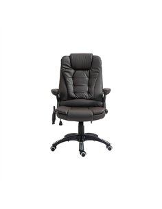 HOMCOM 6-Point Massage Office Chair with Seat Heated for Home Office, PU Leather High Back Executive Desk Chair with Adjustable 