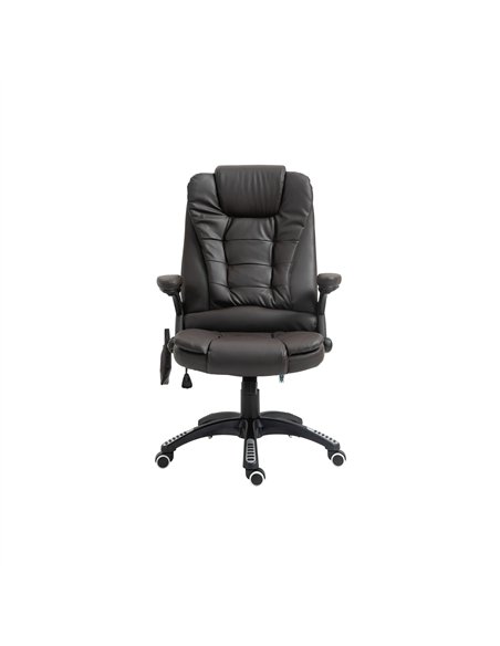 HOMCOM 6-Point Massage Office Chair with Seat Heated for Home Office, PU Leather High Back Executive Desk Chair with Adjustable 