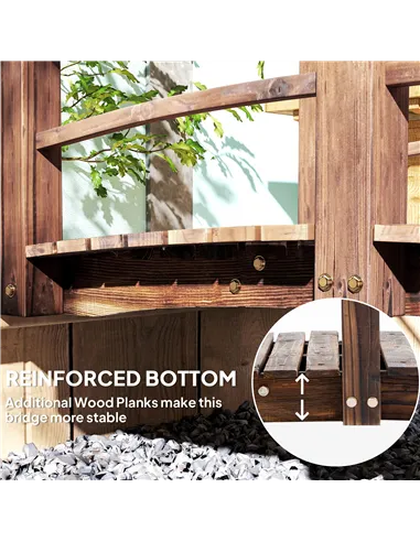 Outsunny 1.5M Wooden Garden Bridge Lawn Décor Stained Finish Arc Outdoor Pond Walkway w/ Railings Water Yard Decoration