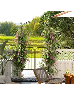 Outsunny Garden Decorative Metal Arch with Gate Outdoor Patio Trellis Arbor for Climbing Plant Archway Antique Black - 108L x 45 2