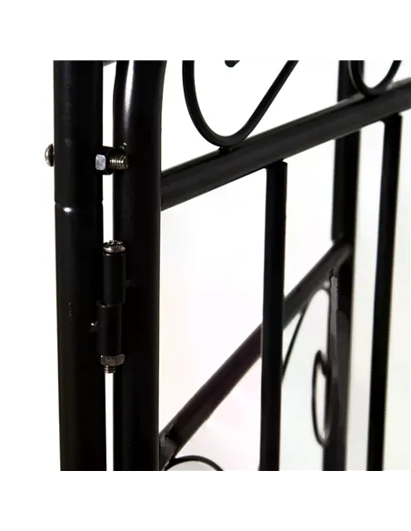 Outsunny Garden Decorative Metal Arch with Gate Outdoor Patio Trellis Arbor for Climbing Plant Archway Antique Black - 108L x 45