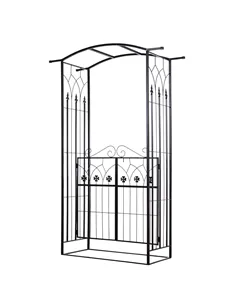 Outsunny Garden Outdoor Entrance Arch with Door Outdoor Patio Decoration for Rose Trellis Arbour Climbing Plant 131L x 49W x 200