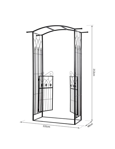 Outsunny Garden Outdoor Entrance Arch with Door Outdoor Patio Decoration for Rose Trellis Arbour Climbing Plant 131L x 49W x 200