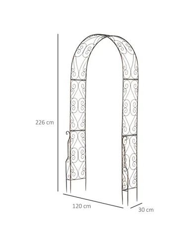 Outsunny Metal Garden Arch Trellis, Decorative Arbour Archway for Walkway Path Ceremony Wedding Party, 120 x 30 x 226cm