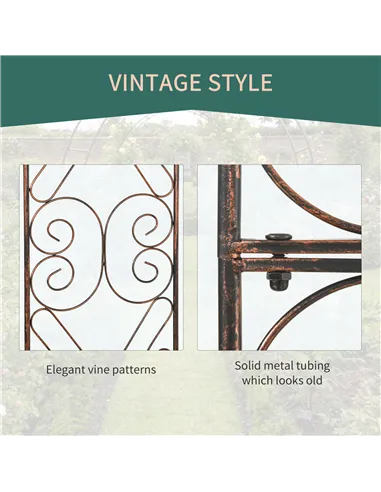 Outsunny Metal Garden Arch Trellis, Decorative Arbour Archway for Walkway Path Ceremony Wedding Party, 120 x 30 x 226cm