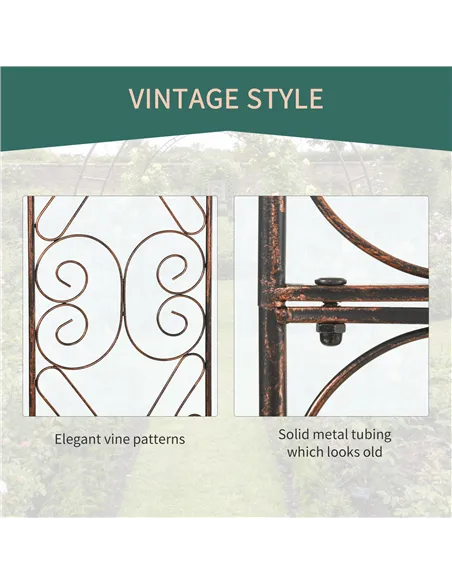 Outsunny Metal Garden Arch Trellis, Decorative Arbour Archway for Walkway Path Ceremony Wedding Party, 120 x 30 x 226cm