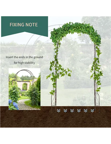 Outsunny Metal Garden Arch Trellis, Decorative Arbour Archway for Walkway Path Ceremony Wedding Party, 120 x 30 x 226cm