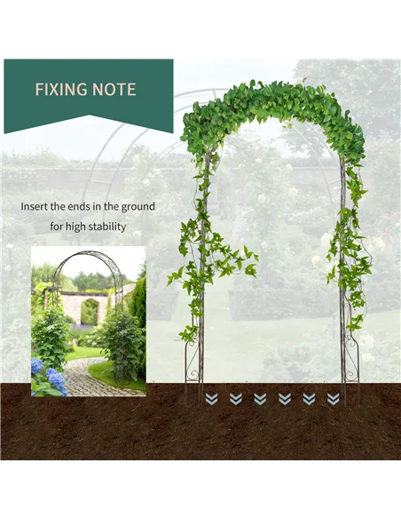 Outsunny Metal Garden Arch Trellis, Decorative Arbour Archway for Walkway Path Ceremony Wedding Party, 120 x 30 x 226cm