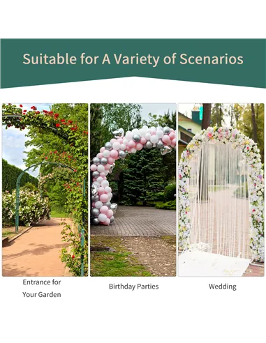 Outsunny Metal Garden Arch Trellis, Decorative Arbour Archway for Walkway Path Ceremony Wedding Party, 120 x 30 x 226cm