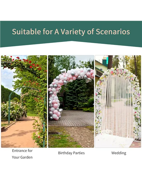 Outsunny Metal Garden Arch Trellis, Decorative Arbour Archway for Walkway Path Ceremony Wedding Party, 120 x 30 x 226cm