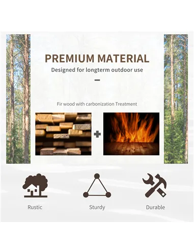 Outsunny Wooden Garden Bridge Lawn Décor Stained Finish Arc Outdoor Pond WalkwayYard Decoration Half Wheeled Railings 100L x 50W