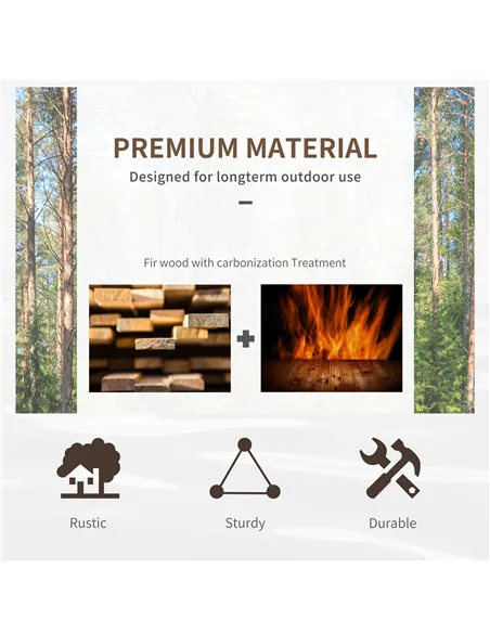 Outsunny Wooden Garden Bridge Lawn Décor Stained Finish Arc Outdoor Pond WalkwayYard Decoration Half Wheeled Railings 100L x 50W