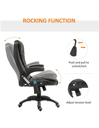 HOMCOM 6-Point Massage Office Chair with Seat Heated for Home Office, PU Leather High Back Executive Desk Chair with Adjustable 