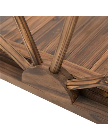 Outsunny Wooden Garden Bridge Lawn Décor Stained Finish Arc Outdoor Pond WalkwayYard Decoration Half Wheeled Railings 100L x 50W