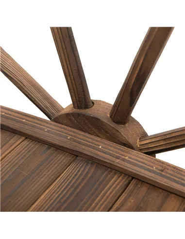 Outsunny Wooden Garden Bridge Lawn Décor Stained Finish Arc Outdoor Pond WalkwayYard Decoration Half Wheeled Railings 100L x 50W