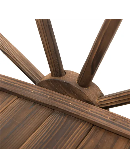 Outsunny Wooden Garden Bridge Lawn Décor Stained Finish Arc Outdoor Pond WalkwayYard Decoration Half Wheeled Railings 100L x 50W