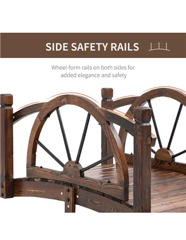 Outsunny 1.5M Wooden Garden Bridge Decorative Arc Footbridge with Safety Guardrail Outdoor Lawn Pond Bridge Walkway Stained Wood