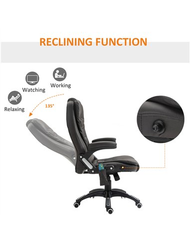 HOMCOM 6-Point Massage Office Chair with Seat Heated for Home Office, PU Leather High Back Executive Desk Chair with Adjustable 