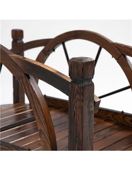 Outsunny 1.5M Wooden Garden Bridge Decorative Arc Footbridge with Safety Guardrail Outdoor Lawn Pond Bridge Walkway Stained Wood