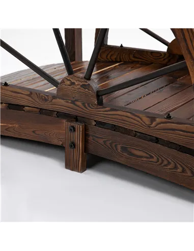 Outsunny 1.5M Wooden Garden Bridge Decorative Arc Footbridge with Safety Guardrail Outdoor Lawn Pond Bridge Walkway Stained Wood