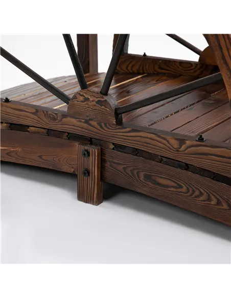 Outsunny 1.5M Wooden Garden Bridge Decorative Arc Footbridge with Safety Guardrail Outdoor Lawn Pond Bridge Walkway Stained Wood