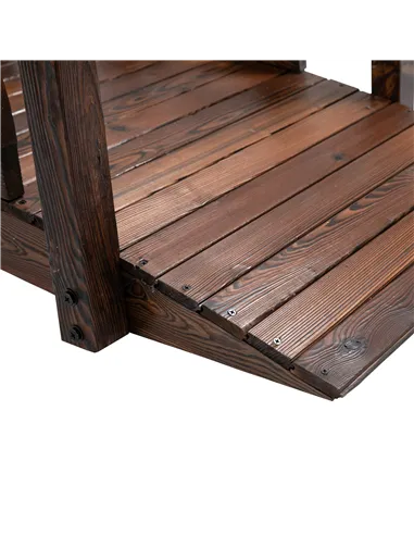 Outsunny 1.5M Wooden Garden Bridge Decorative Arc Footbridge with Safety Guardrail Outdoor Lawn Pond Bridge Walkway Stained Wood