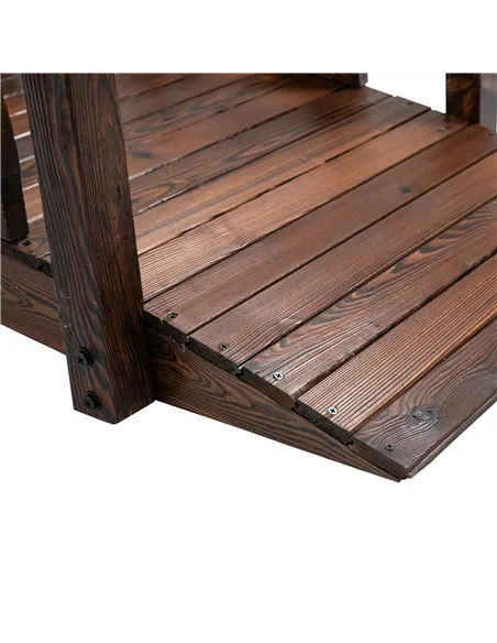 Outsunny 1.5M Wooden Garden Bridge Decorative Arc Footbridge with Safety Guardrail Outdoor Lawn Pond Bridge Walkway Stained Wood