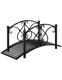 Outsunny 102L x 48W x 49H Classic Metal Garden Bridge with Safety Railings Arc Footbridge Decorative Pond Bridge for Backyard Cr
