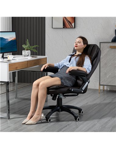 HOMCOM 6-Point Massage Office Chair with Seat Heated for Home Office, PU Leather High Back Executive Desk Chair with Adjustable 
