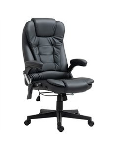 HOMCOM 6-Point Massage Office Chair with Seat Heated for Home Office, PU Leather High Back Executive Desk Chair with Adjustable 