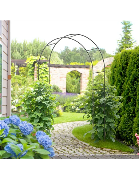 Outsunny Outdoor Garden Arch, Metal Garden Arbor for Climbing Plants, Roses, Vines, Wedding Arch for Outdoor, 140L x 40W x 240H 