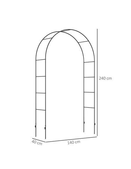 Outsunny Outdoor Garden Arch, Metal Garden Arbor for Climbing Plants, Roses, Vines, Wedding Arch for Outdoor, 140L x 40W x 240H 