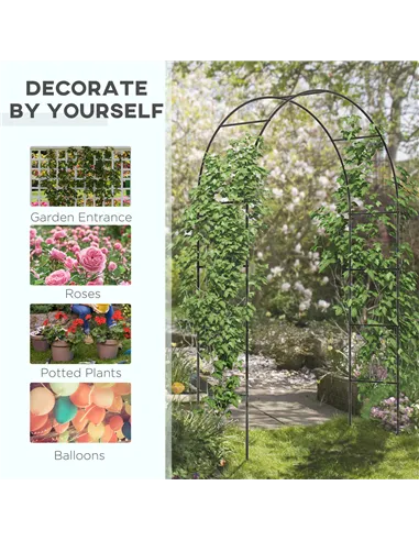 Outsunny Outdoor Garden Arch, Metal Garden Arbor for Climbing Plants, Roses, Vines, Wedding Arch for Outdoor, 140L x 40W x 240H 