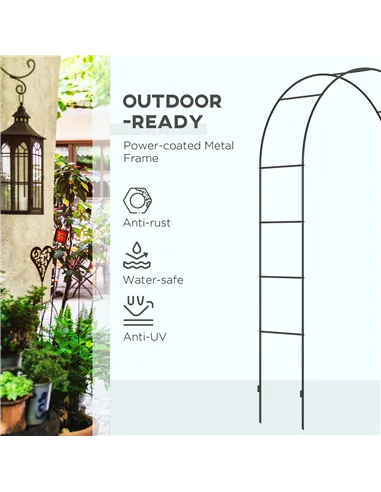 Outsunny Outdoor Garden Arch, Metal Garden Arbor for Climbing Plants, Roses, Vines, Wedding Arch for Outdoor, 140L x 40W x 240H 
